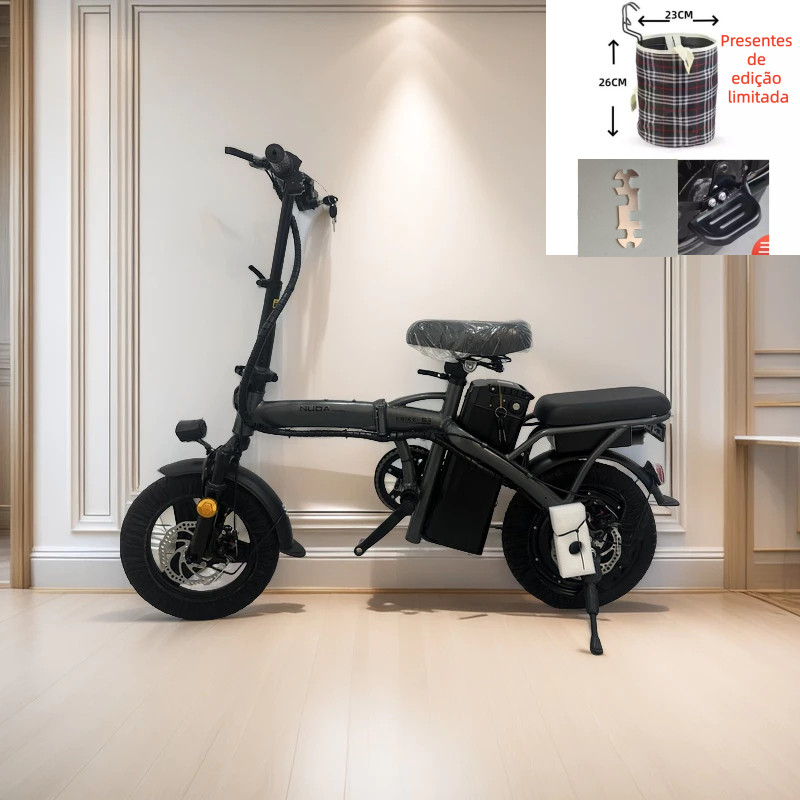 Bicicleta elétrica dobrável para adultos NUDA, pedal tripulado, compras ao ar livre, viagem