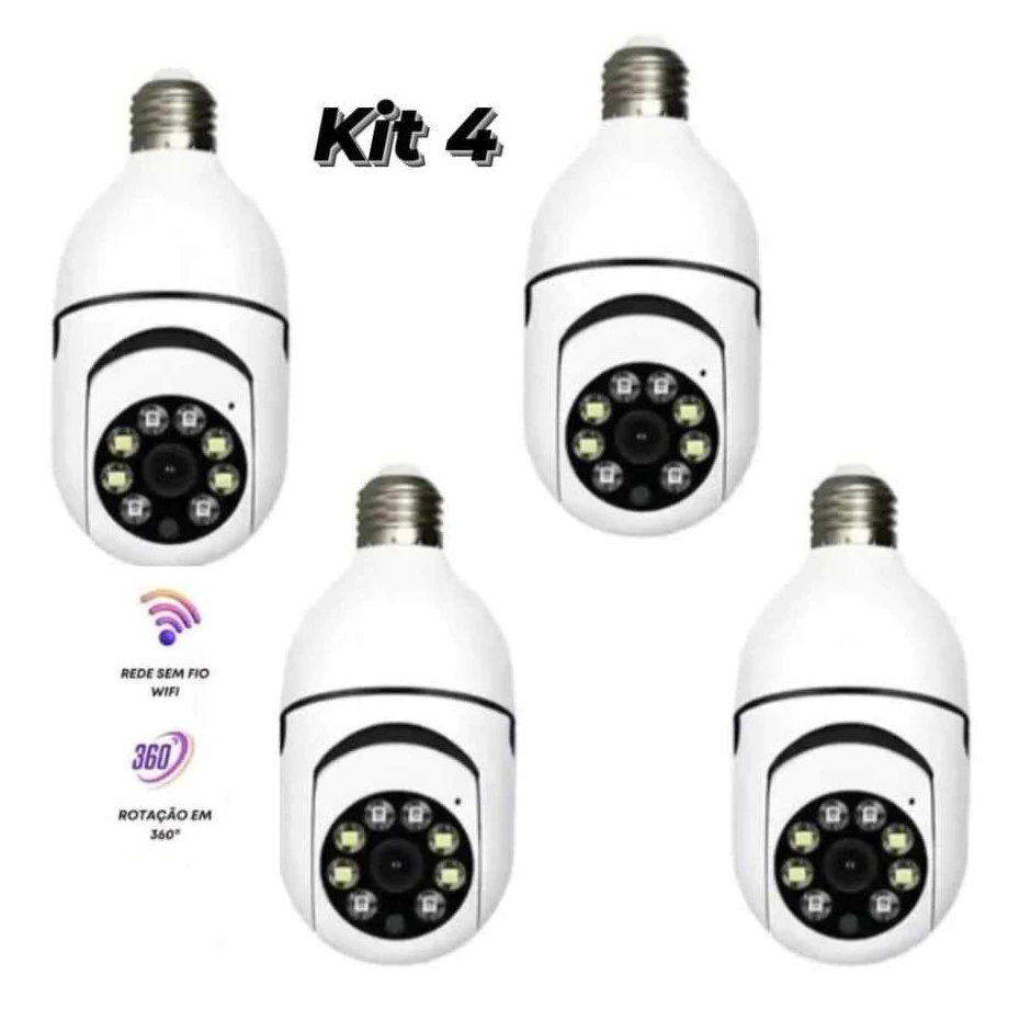 Conjunto De 4 Câmeras  À Prova D'água Sem Fio IP65 Com WiFi De 2.4 GHz , Rastreamento Automático De Movimento