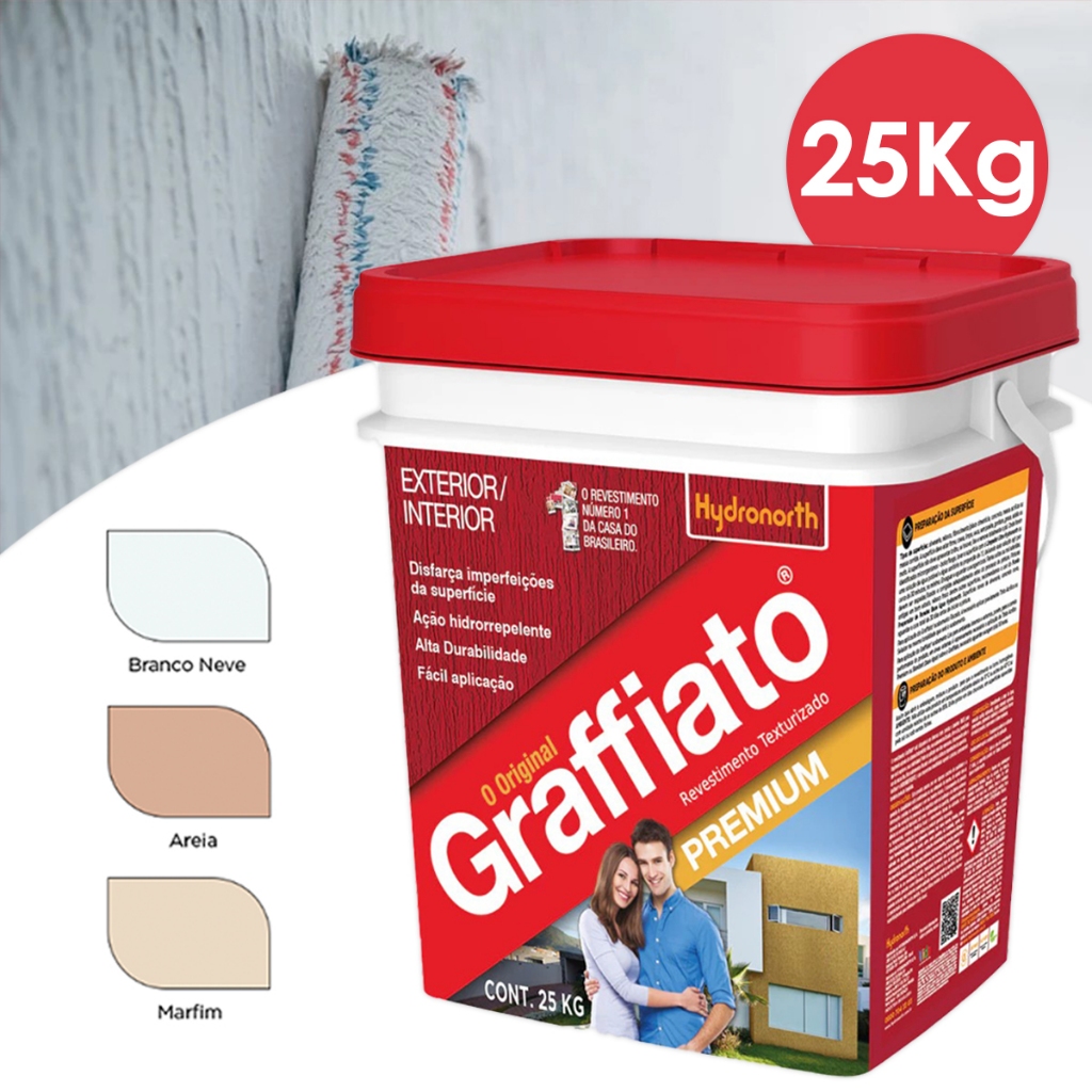 Textura de rolo 25Kg Antimofo Interno Externo Hidrorepelente Durabilidade Resistência Hydronorth