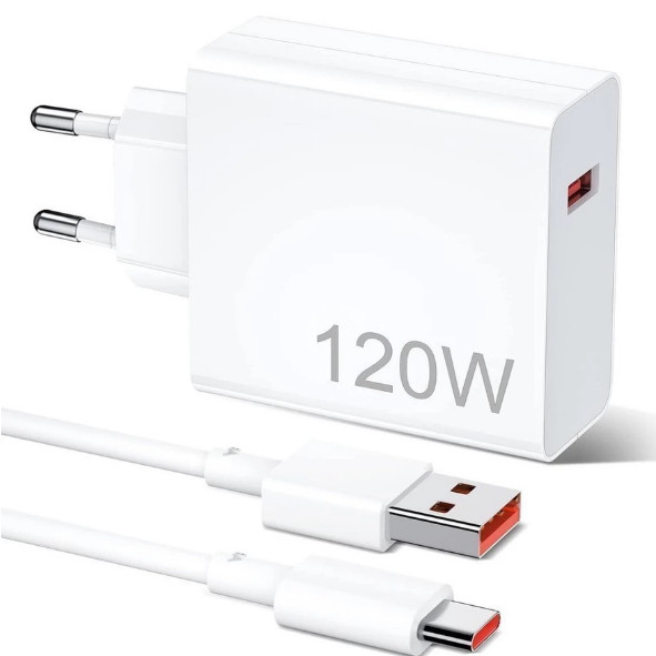 Carregador rápido de 120W 67W com 6A USB C cabo 1M para Mi Turbo Charge Turbo Power Cabo USB + Cabo Tipo C